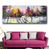 Impression Colorful Trees HD print on canvas huge wall picture (31x78in)