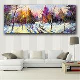 Impression Colorful Trees HD print on canvas huge wall picture (31x78in)