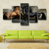 5 Panel Ferghana Horse Paintings On Canvas Posters And Prints On The Wall