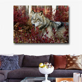 1Piece Wall Art Painting Wolf In The Forest Pictures Prints On Canvas Animal