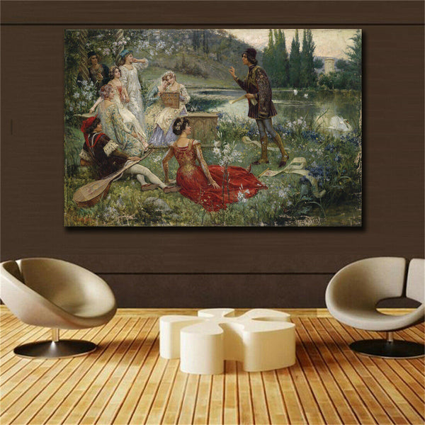 19 century Europe Court Oil Painting HD print on canvas Outing