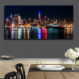 Oil Painting Modern Abstract On Canvas Unframed City Night View Huge Wall Decor