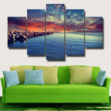 5 Pieces Of Modern Canvas Painting Wall Art For Home Decor Beautiful Stone Beach