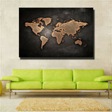 Huge Black World Map Painting Print On Canvas HD Painting Wall Art Home decor