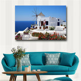 Windmill And Blue Sea Pictures Prints On Canvas Landscape Wall Art