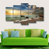 5 Pieces Sunset Landscape Animal Seagull Beach Living Room Print Posters
