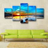 5 Panel Sunrise Seaview Paintings On Canvas Posters And Prints On The Wall