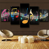 5 Panel Canvas Print Wall Art Musical Notes