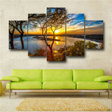 5 Panel Beautiful Sunrise Natural Landscape HD Print Painting Modular Pictures
