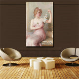 19 century Europe Court Oil Painting HD print on canvas beautiful girl