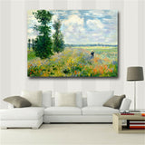 Print Claude Monet at Argenteui Landscape Oil Painting on Canvas Art Wall