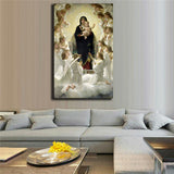 36" Large BEST ART # Madonna with angels oil painting ON CANVAS # FREE SHIPPING
