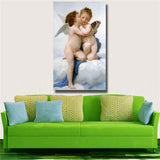 Bouguereau"Amor and Psyche" HD print on canvas huge wall picture 20x33"