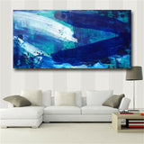 Abstract Art Blue Sea artwork HD print on canvas huge wall picture (31x63)