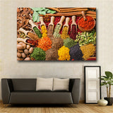 Grains Spices Spoon Kitchen Food Canvas Painting Cuadros Scandinavian Posters