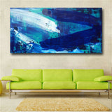 Abstract Art Blue Sea artwork HD print on canvas huge wall picture (31x63)