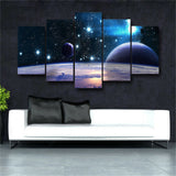 5 Panel Reflection Space Planet Modular Picture Home Decorate Poster Prints Wall