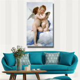Bouguereau"Amor and Psyche" HD print on canvas huge wall picture 20x33"