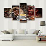 5 Pieces Coffee Artistic Painting Modular HD Prints Kitchen Poster Home Decor