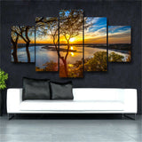 5 Panel Beautiful Sunrise Natural Landscape HD Print Painting Modular Pictures