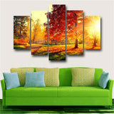 5 Pieces/Pcs Sunset Landscape Art Autumn Scenery Live Wall Decoration Modular