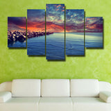 5 Pieces Of Modern Canvas Painting Wall Art For Home Decor Beautiful Stone Beach