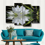 4 Panel White Lotus Flowers Painting Wall Art Modular Poster Frame HD Printed