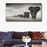 Large art prints Home Decor Canvas Painting Wall Art Elephant Migration