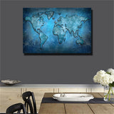 Huge blue World Map Painting Print On Canvas HD Painting Wall Art Home decor