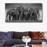 Posters and Prints Wall Art Canvas Painting African Elephant Herd Pictures