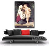 Bouguereau"Le baiser" HD print on canvas huge wall picture 31inx40in