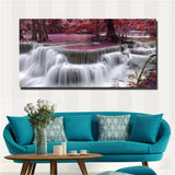 Large art prints Home Decor Canvas Painting Wall Art Purple Forest Waterfall
