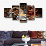 5 Pieces Coffee Artistic Painting Modular HD Prints Kitchen Poster Home Decor