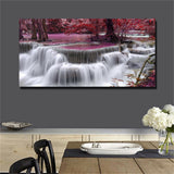 Large art prints Home Decor Canvas Painting Wall Art Purple Forest Waterfall