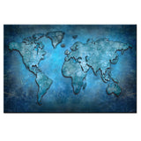 Huge blue World Map Painting Print On Canvas HD Painting Wall Art Home decor