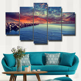 5 Pieces Of Modern Canvas Painting Wall Art For Home Decor Beautiful Stone Beach