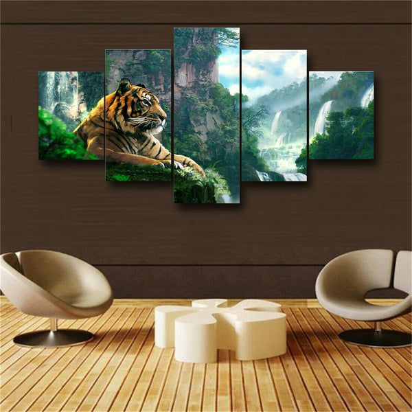 5 Pieces Tiger and nature Living Room Home Decor Paintings Posters