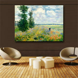 Print Claude Monet at Argenteui Landscape Oil Painting on Canvas Art Wall