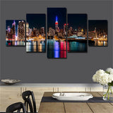 5Pcs New York City Nightscape Canvas Print Painting Wall Art Home Decor