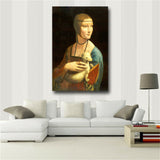 Leonardo Da Vinci "Lady with Ermine" HD print on canvas huge wall picture(31x47)