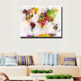 multicolour World Map Painting Print On Canvas HD Painting Wall Art Home decor