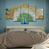 5pcs Modern Peacock Canvas Oil Painting Wall Art Home Decor Picture Print Decor