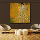 Gustav Klimt Kiss Paintings Replica On The Wall Portrait Of Adele Bloch Golden