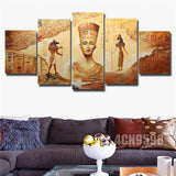 Modern Abstract Huge Wall Decor Oil Painting On Art Canvas 5pc Ancient Egyptian