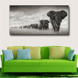 Large art prints Home Decor Canvas Painting Wall Art Elephant Migration