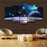 5 Panel Reflection Space Planet Modular Picture Home Decorate Poster Prints Wall