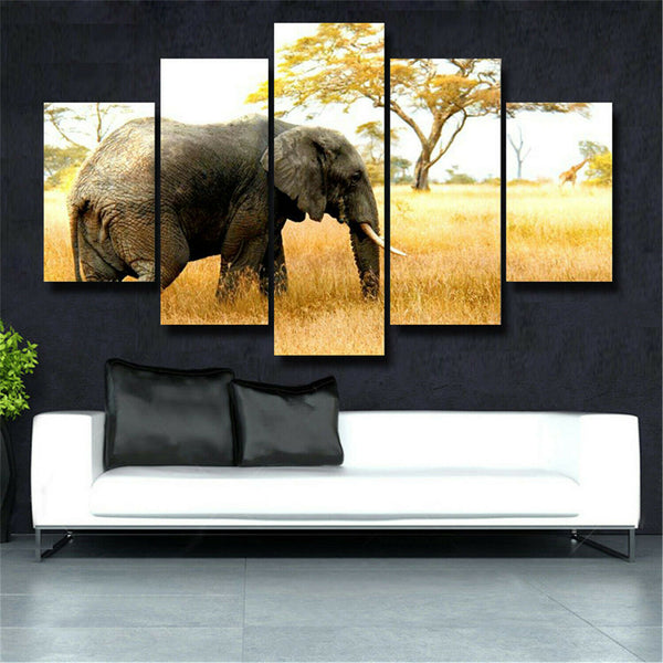 5Pcs Elephant Canvas Print Painting Wall Art Home Decor