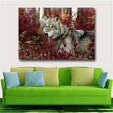 1Piece Wall Art Painting Wolf In The Forest Pictures Prints On Canvas Animal