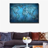 Huge blue World Map Painting Print On Canvas HD Painting Wall Art Home decor