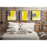 Yellow and gray Abstract 3 Piece Canvas Print Wall Art Unframed